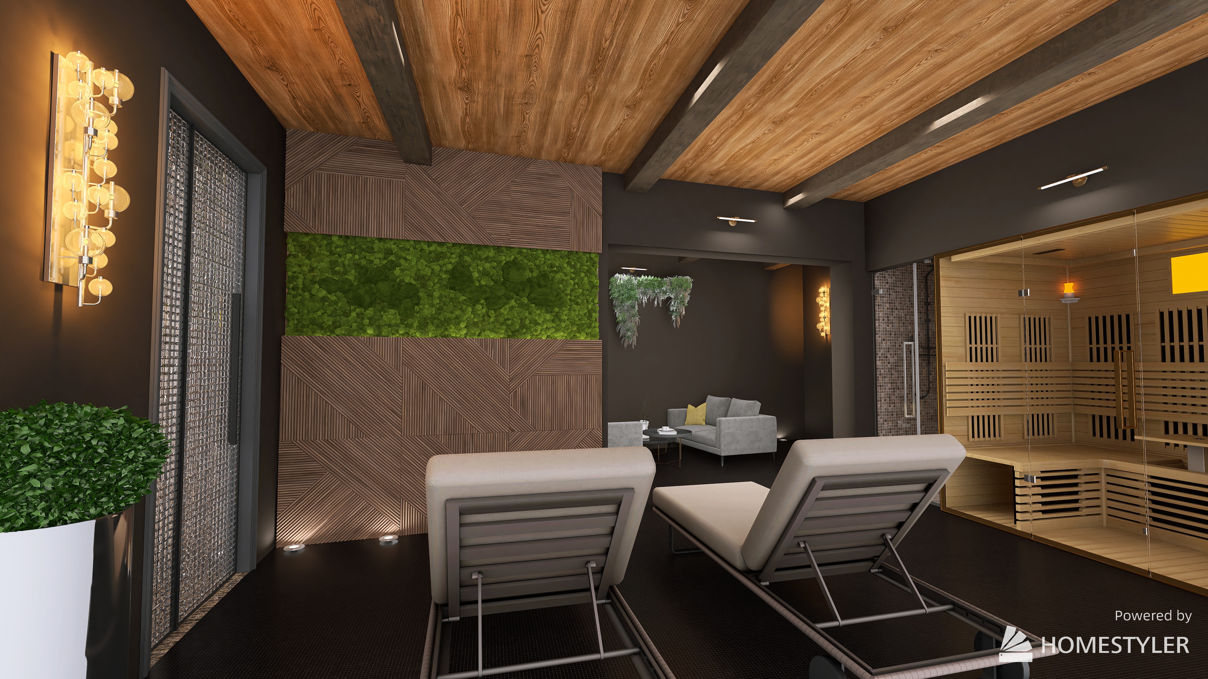 Zona lettini e sauna