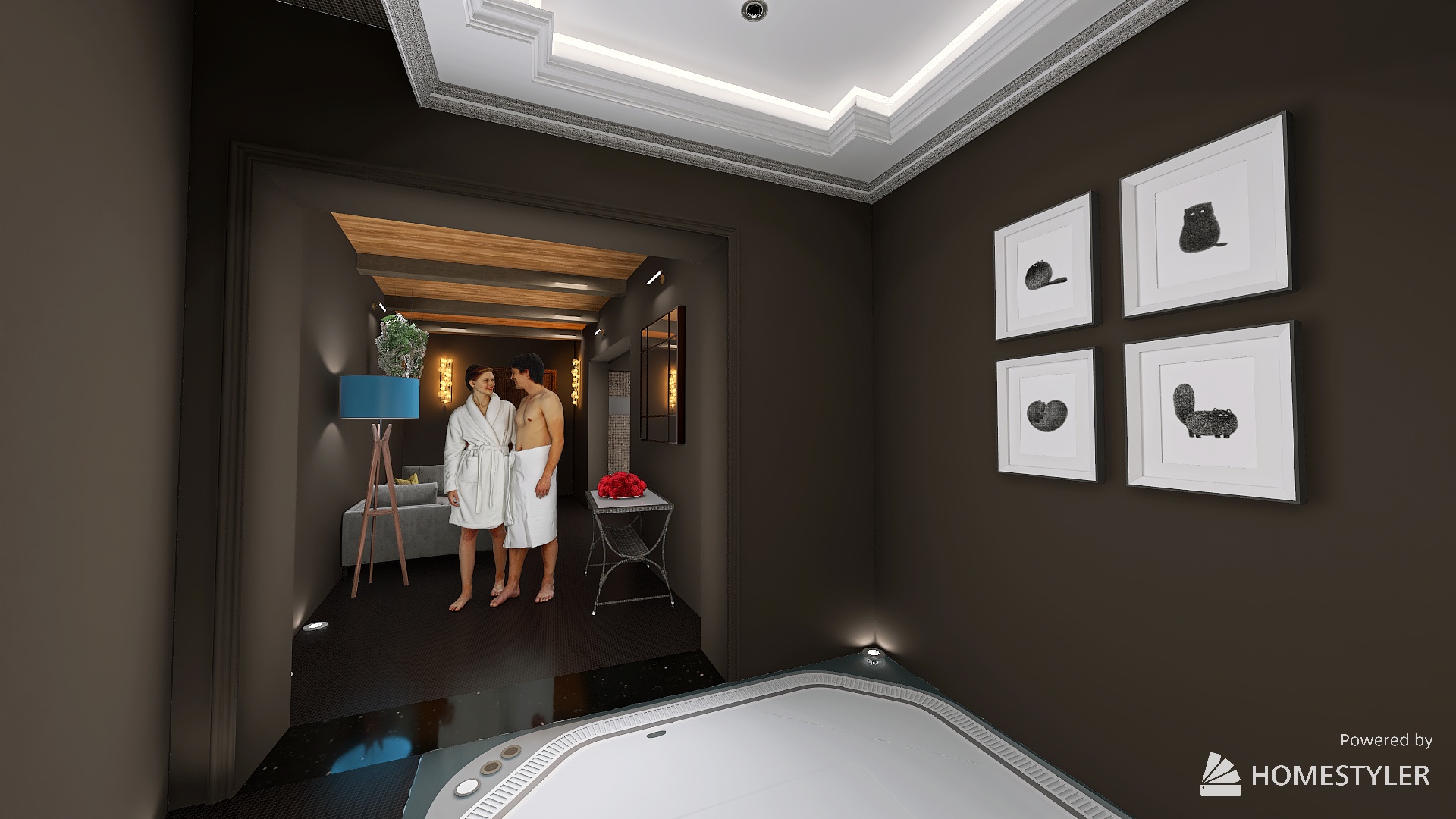 Vasca idromassaggio e ingresso